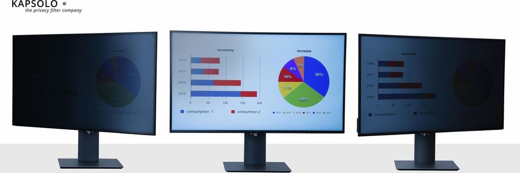 KAPSOLO 2-wege Blickschutzfilter / Blickschutzfolie abnehmbar für 50,8cm (20.0") Wide 16:9 - Monitor - Rahmenloser Disp