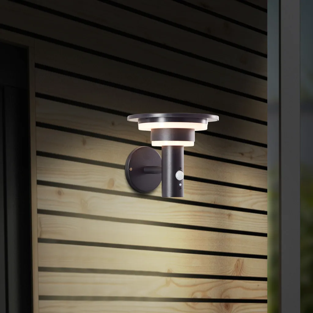 BRILLANTE GARVINA Applique Solare Nera LED 430lm per Esterni con Sensore