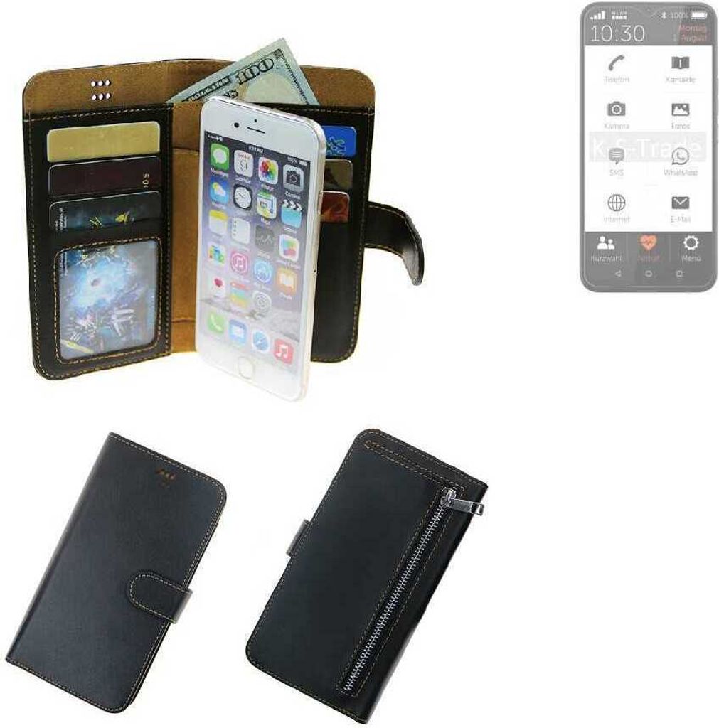 K-S-Trade Schutz Hülle kompatibel mit Gigaset GS5 Senior Klapphülle Case Phone cover Slim Handytasche Handy Hülle schwarz aus Kunstleder (1 Stk)