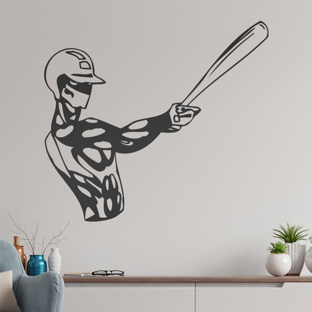 Baseball Spieler Wandtattoo in 6 Größen - Wandaufkleber Wall Sticker - Dekoration, Küche, Wohnzimmer, Schlafzimmer, Badezimmer