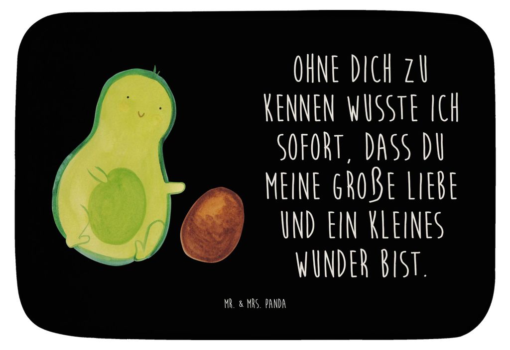 Mr. & Mrs. Panda Badematte Avocado Kern rollt - Schwarz - Geschenk, Geburt, Love, Gesund, Badezimmerteppich, Schwanger, Badteppich, Badvorleger, du...