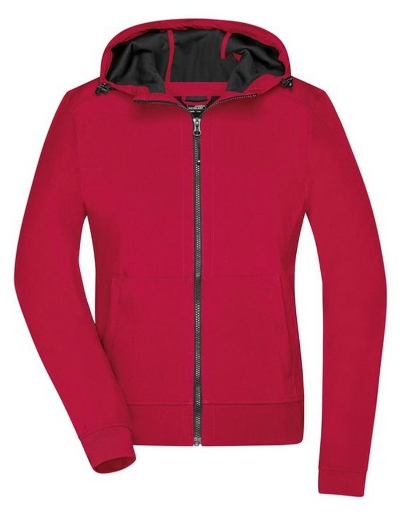 James and Nicholson - Softshelljacke mit Kapuze für Damen LT2700 (M) (Rot/Schwarz)