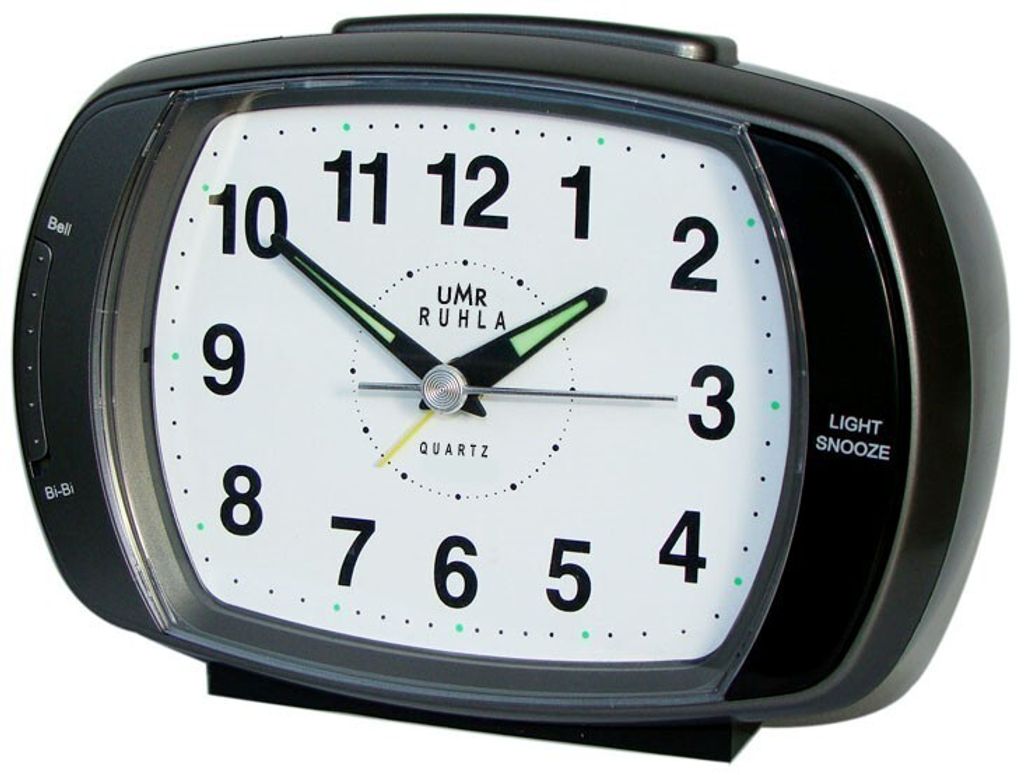 UMR UMR Quarzwecker schwarz-grau mit mechanischer Glocke oder elektrischem Ton