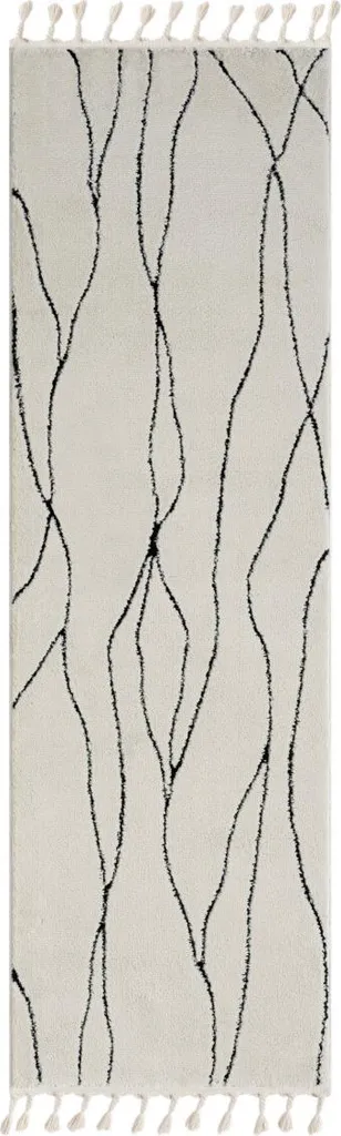 Tapis de Passage 80x250 cm Blanc Moroccan Serenity pour Entrée et Salon