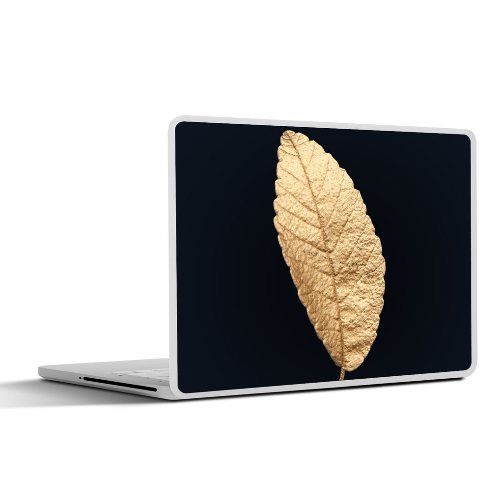 MuchoWow Laptop Aufkleber Sticker Cover Schwarz und Gold - Blätter - Schwarz - Pflanzen - Luxus 40x30 cm - Laptop Dekoration - Selbstklebend