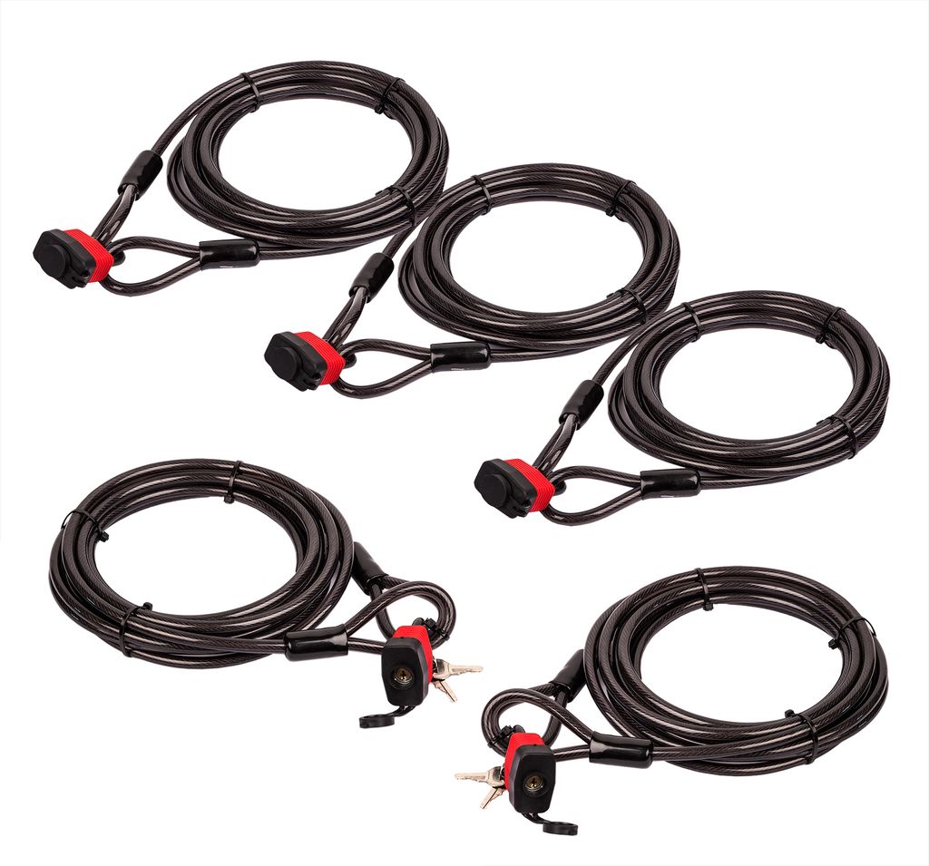 BigDean 5x Kabelschloss Schlaufenkabel 5m - Diebstahlsicherung für Fahrrad Motorrad-Zubehör Grill & Gartenmöbel - ummanteltes Stahlseil 10mm
