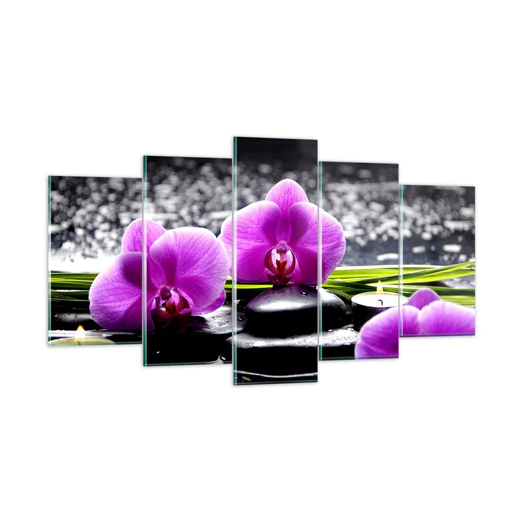 Bilder auf glas - Orchidee Natur Wasser Blume - 160x85cm - Glasbilder - Wandbilder - Kunstdruck - zum Aufhängen bereit - Wanddekoration aus Glas -...