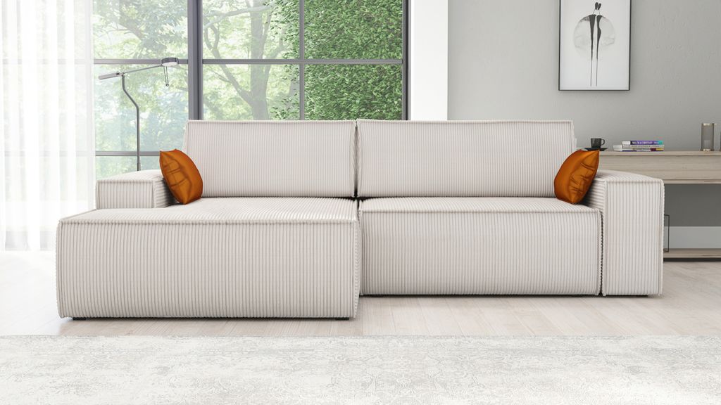 Ecksofa TOR mit Schlaffunktion. Farbe: Silver.