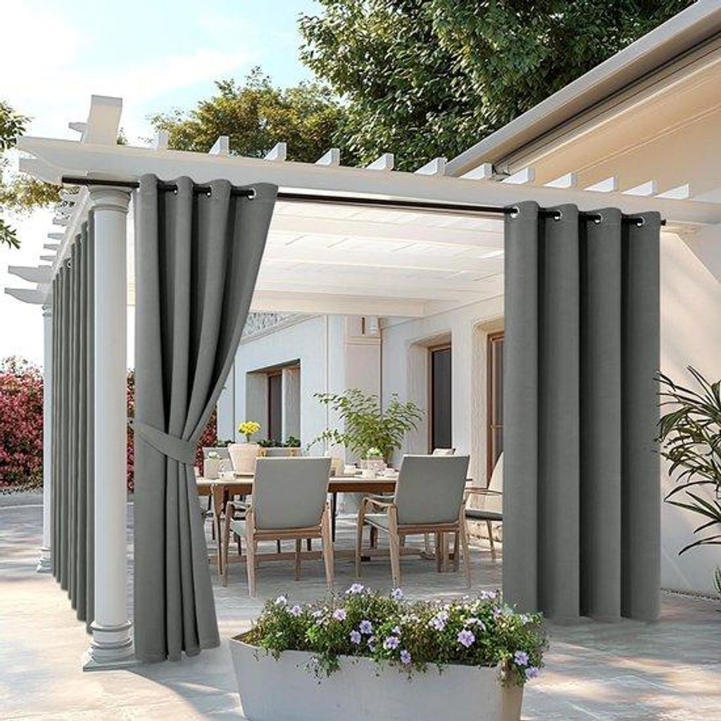 Weerbeständige Außenrollo 2er-Pack mit Inklingsringen, untransparente Sonnenschutz, wasserdicht für Garten, Terrasse, Pavillon, Veranda, Balkon,...
