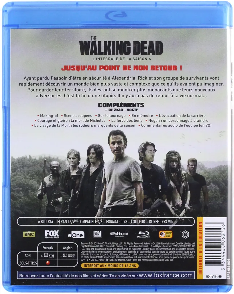 The Walking Dead version VO coffret 6 Blu-ray haute fidélité visuelle