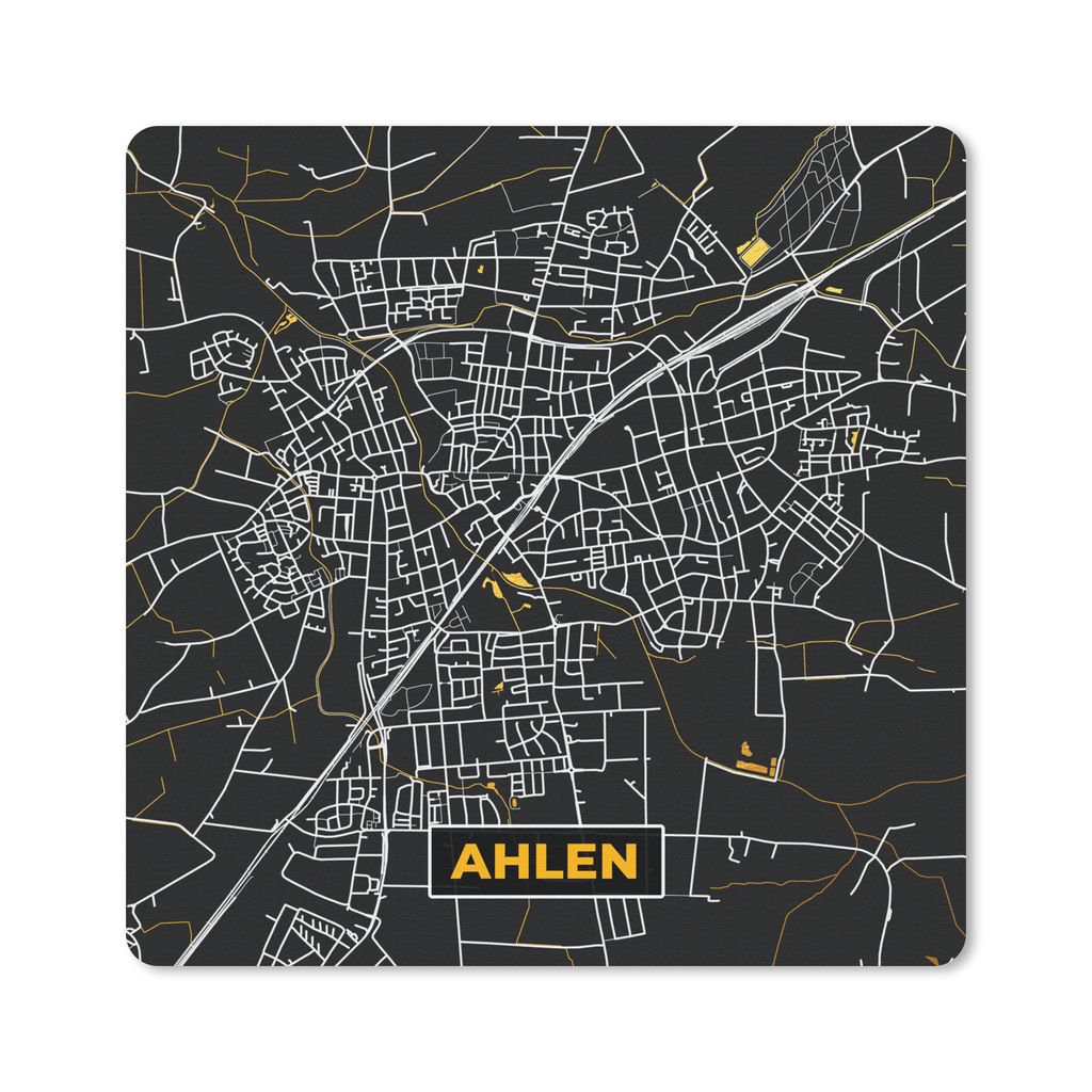 MuchoWow Mauspad Mousepad Schwarz und Gold - Stadtplan - Ahlen - Deutschland - Karte 20x20 cm - Mousepads - Maus Mat - Pad - Mausunterlage - Desk...