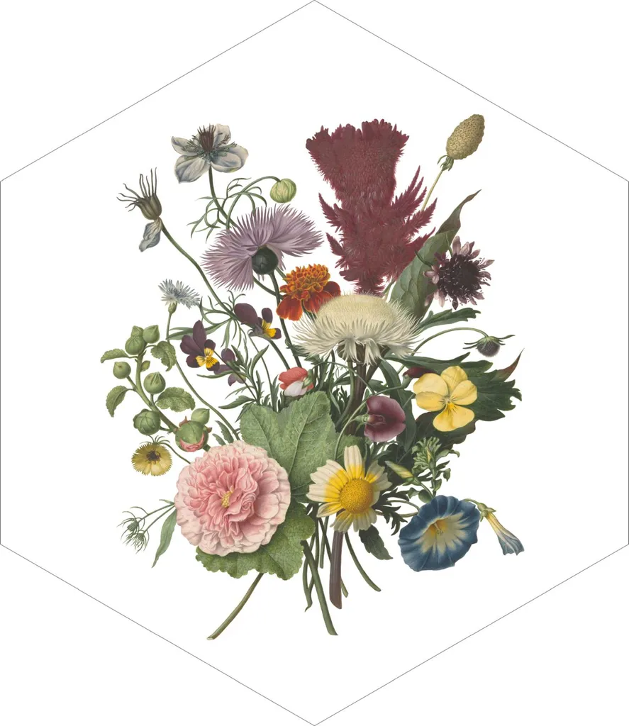 Grand sticker fleurs colorées 70x81 cm effet mat pour salon et chambre
