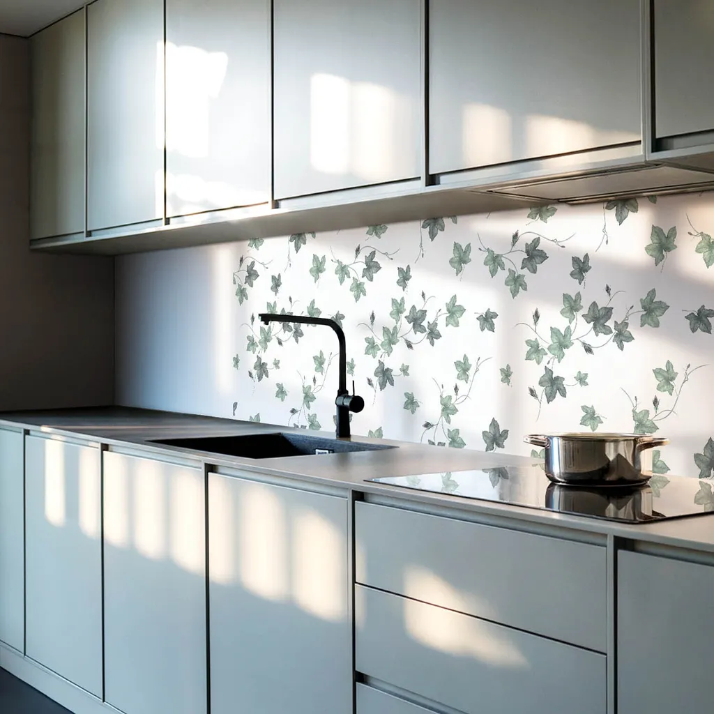 Decorazione Parete Foglie: 4 Piastrelle Autoadesive 50x50 cm Living - 2