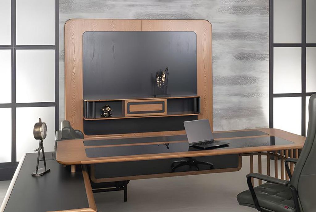 Braun Schwarz Schreibtisch 240x100cm Luxus Tisch Chefschreibtisch Büro Neu