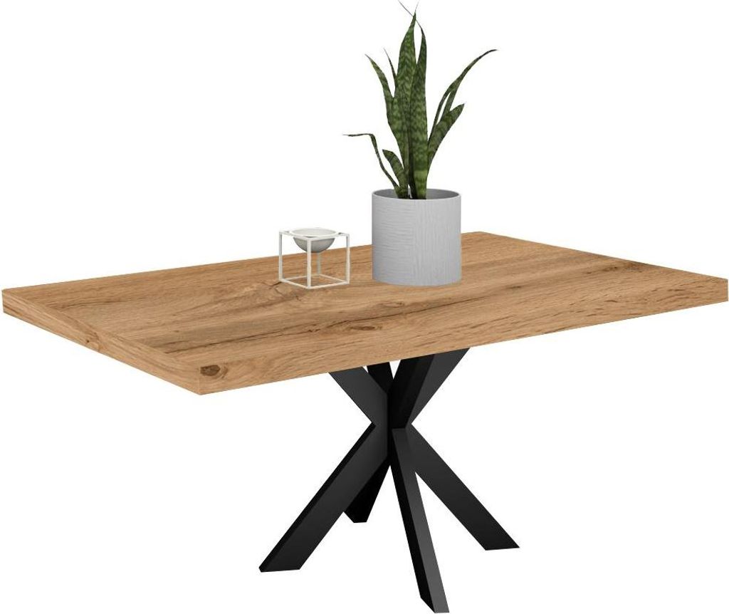 Esstisch Elgin 1 210-310x80x100 Holzwerkstoff Schwarz/Wotan Eiche