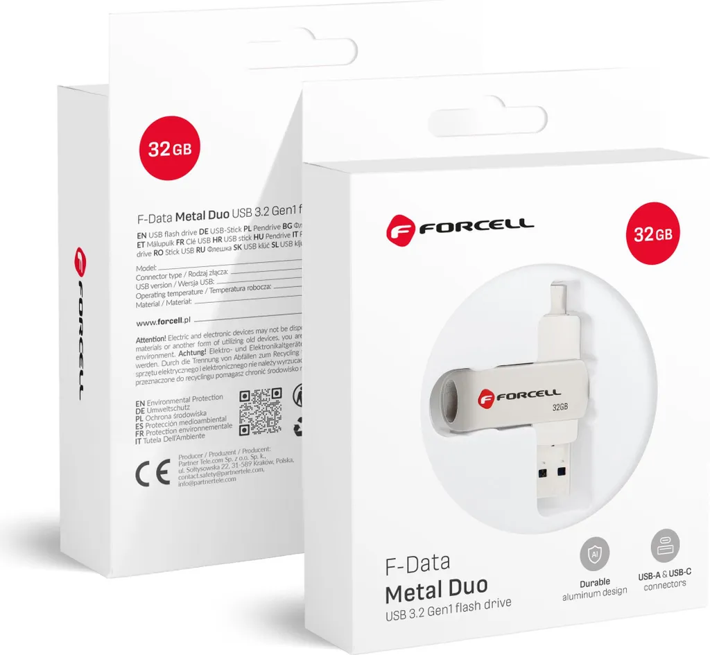 Chiavetta USB Forcell Metal Duo 32GB: USB-C e USB-A per Android e PC