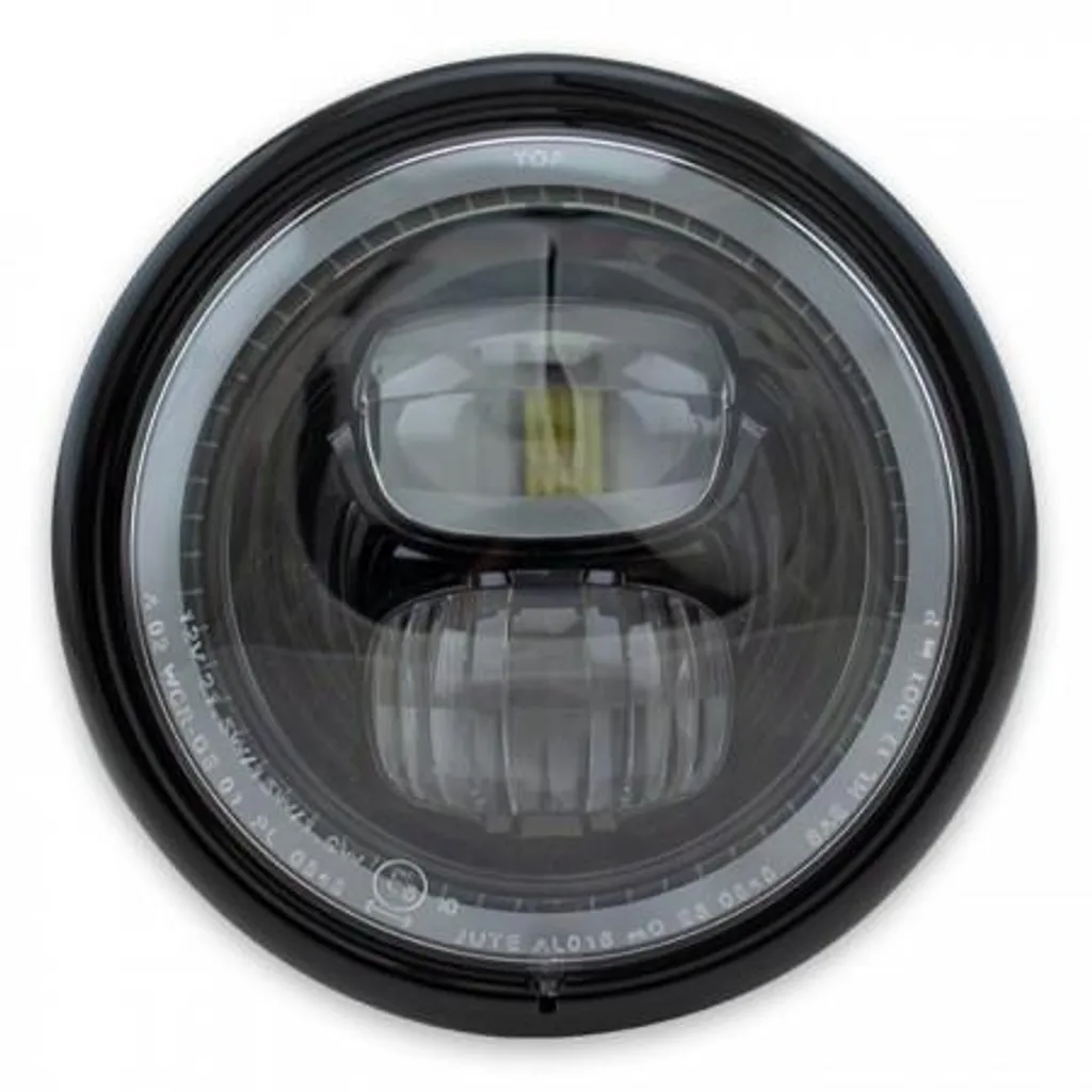 Phare à LED Pearl 5-3/4 noir brillant pour personnalisation de moto Custom