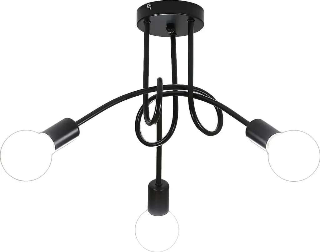 Plafonnier 3 Lampes E27 Noir pour Rénover un Éclairage Faible et Sombre
