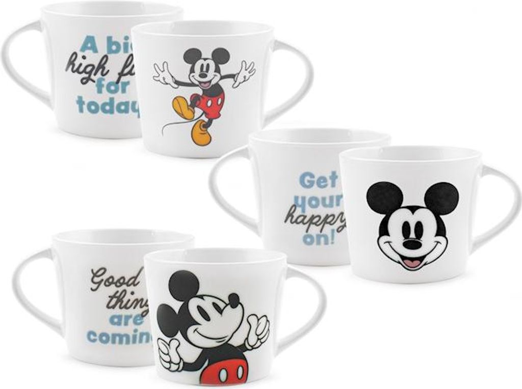 6 Jumbo-Tassen der Mickey-Klasse aus dekoriertem Porzellan (ohne Untertasse) cc 400