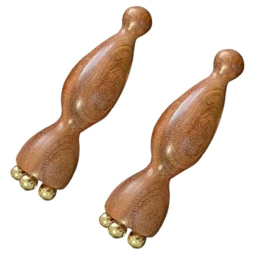 Gesichtsmassagestab aus Naturholz mit Kupfer-Druckpunktspitze – Präzises Augen-Massagegerät & Akupunktur-Stift – Handgefertigtes Beauty-Tool ...