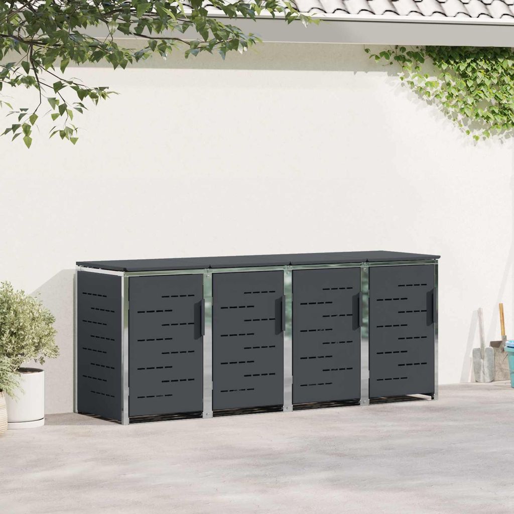 Möbel Rollbehälterlagerung Anthrazit 276 x 77,5 x 112,5 cm Edelstahl - Mülltonnenboxen CC636