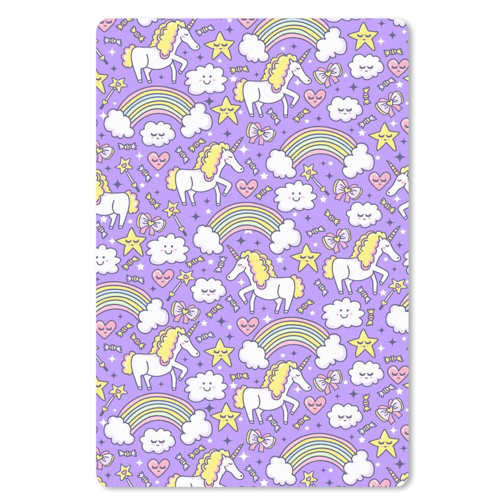 MuchoWow Mauspad Mousepad Einhorn - Muster - Regenbogen - Kind 40x60 cm - Mousepads - Maus Mat - Pad - Mausunterlage - Schreibtisch Accesoire