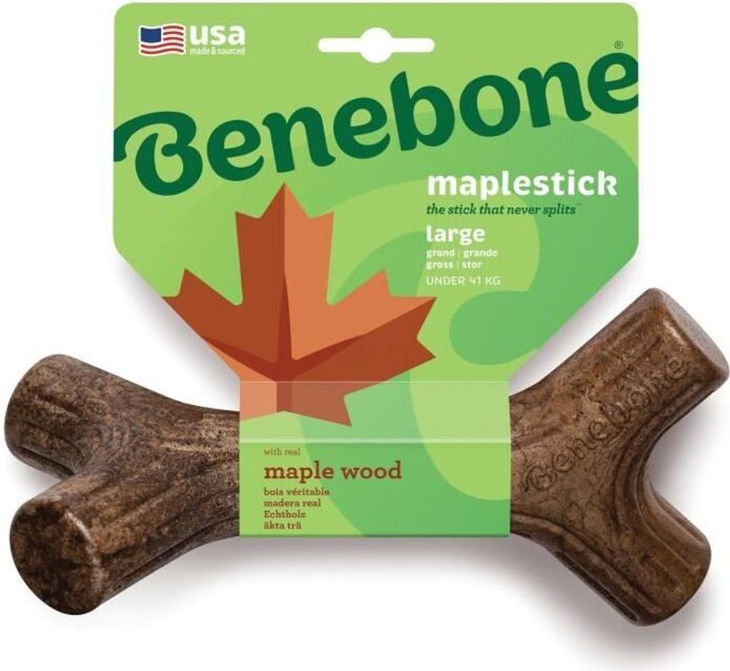 Benebone Kaustäbchenspielzeug für erwachsene Hunde, Größe L, Speck- und Ahornholzgeschmack, langlebig und widerstandsfähig