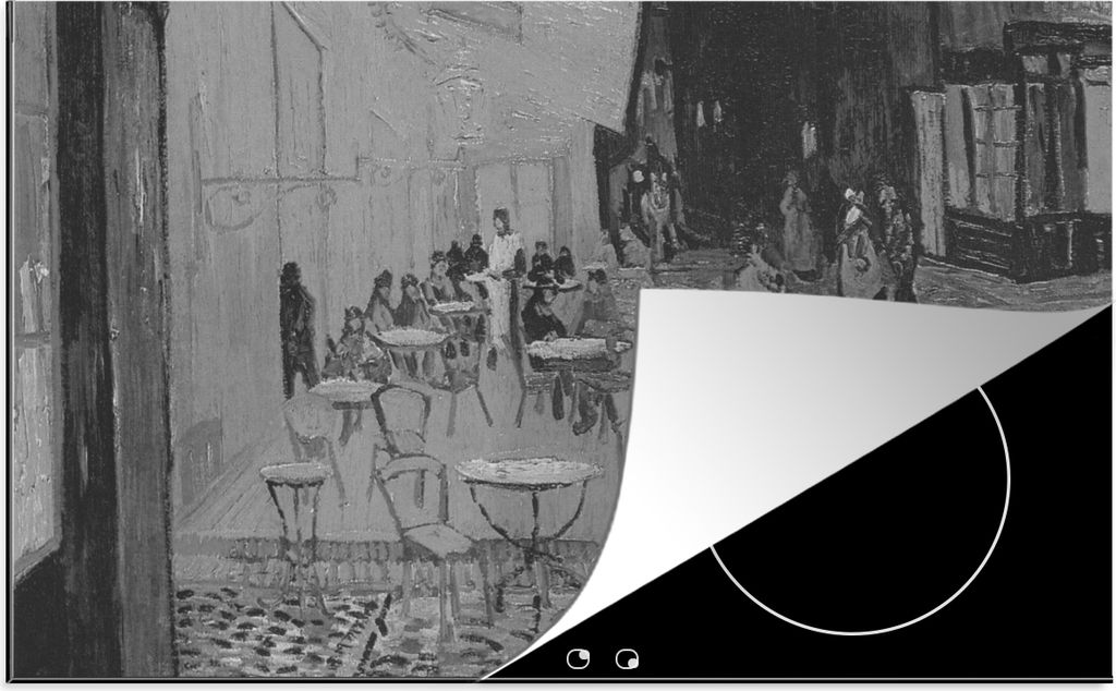 KitchenYeah Herdabdeckplatte Die kleine Straße - Vincent van Gogh - Schwarz und weiß , 85x52cm, Küche Deko, Glaskeramikfeld Herdabdeckung, Abd...