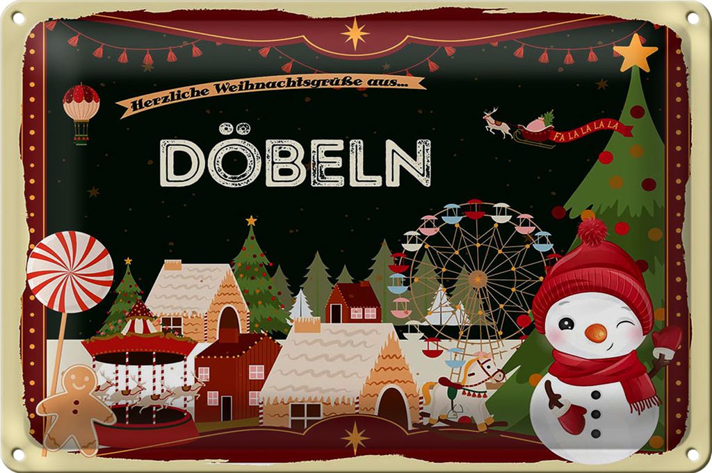 Blechschild Weihnachten Grüße aus DÖBELN 40x30cm