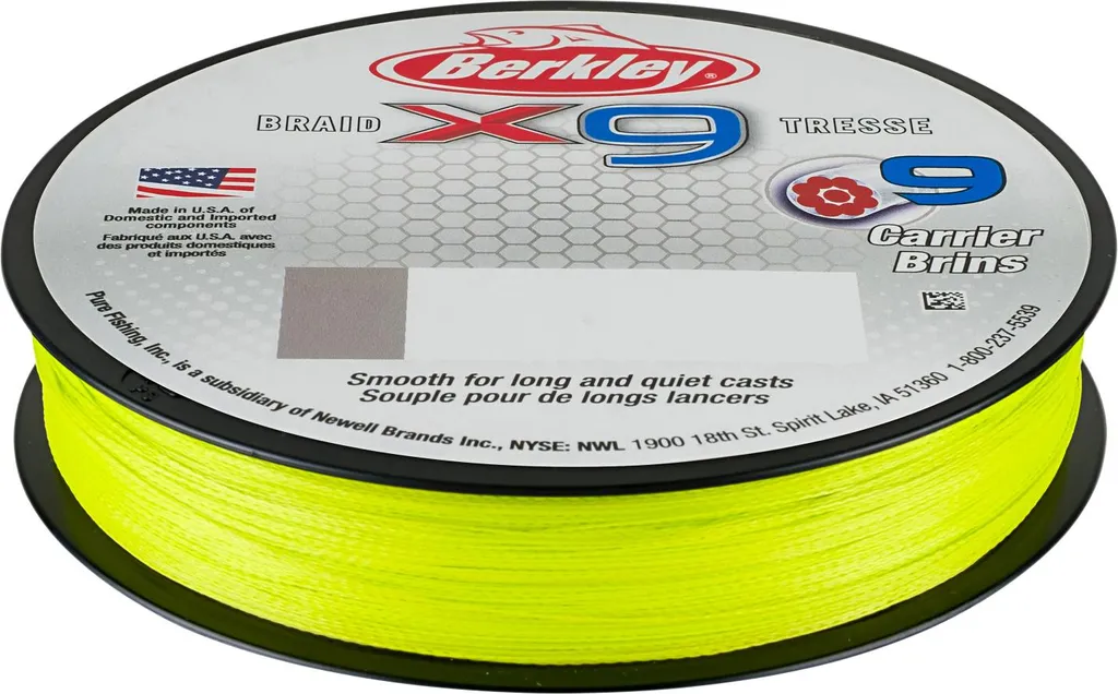 Tresse Anti-Perruque Berkley X9 0,10mm 9kg 300m Fluo Green Lisse et Ronde