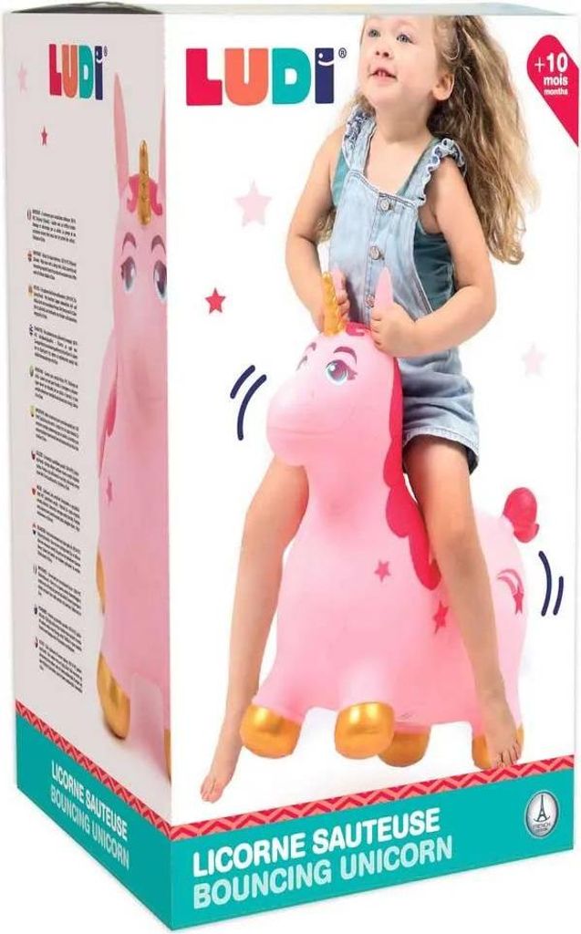 Ludi Hüpf-Einhorn Spielzeug - dynamischer Einhorn-Hüpfball für Kinder