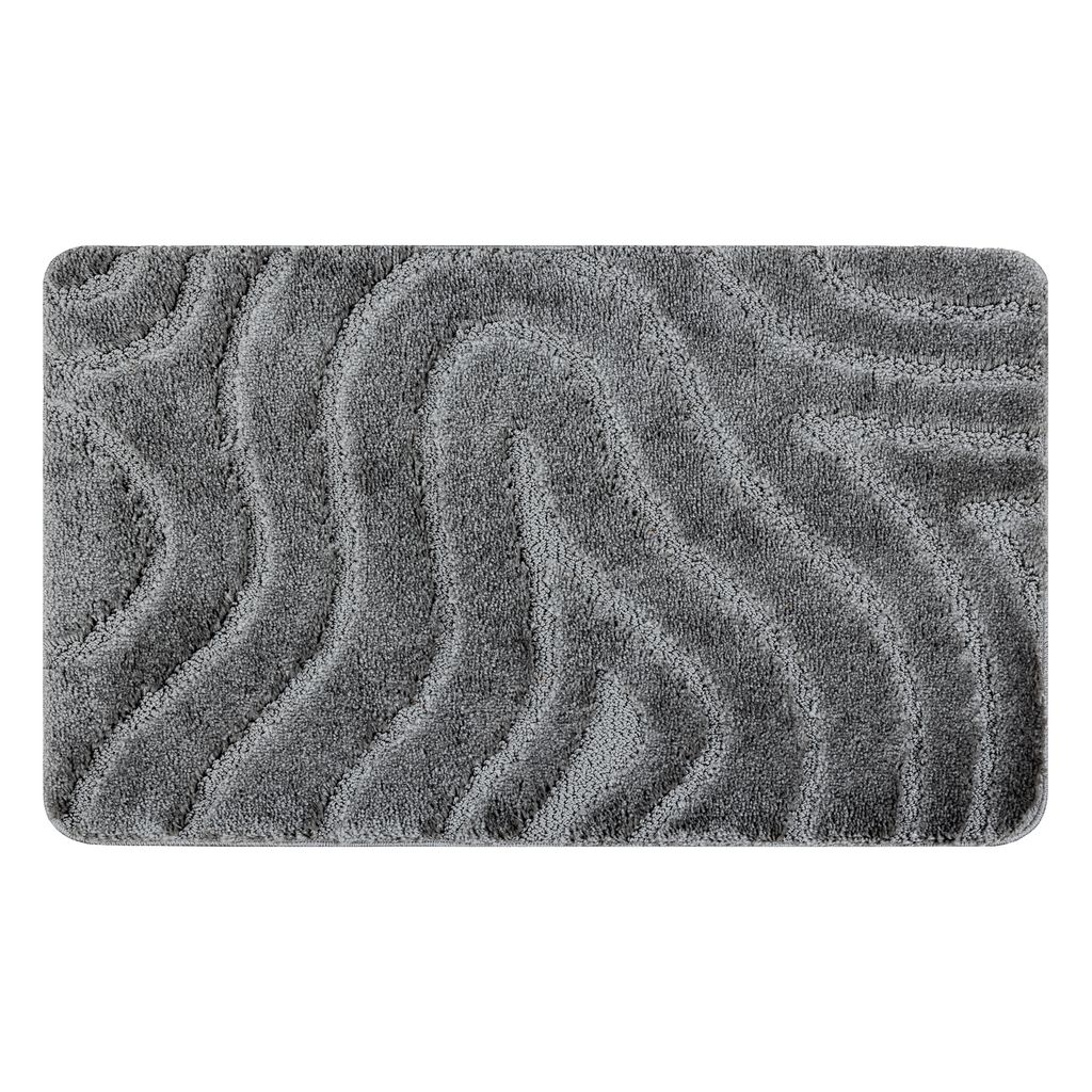 Badteppich SUPREME WAVES, Wellen, rutschfest, weich – grau Produktbild 