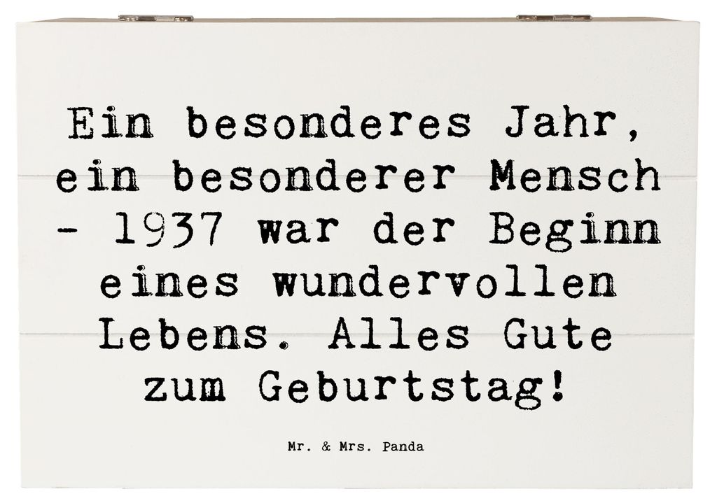 Mr. & Mrs. Panda Kiste Spruch 1937 Geburtstag 22 x 15 cm - Weiß - Geschenk, geschenkkiste, Erinnerung, Holz Aufbewahrungsbox, alles Gute zum, Gebu...