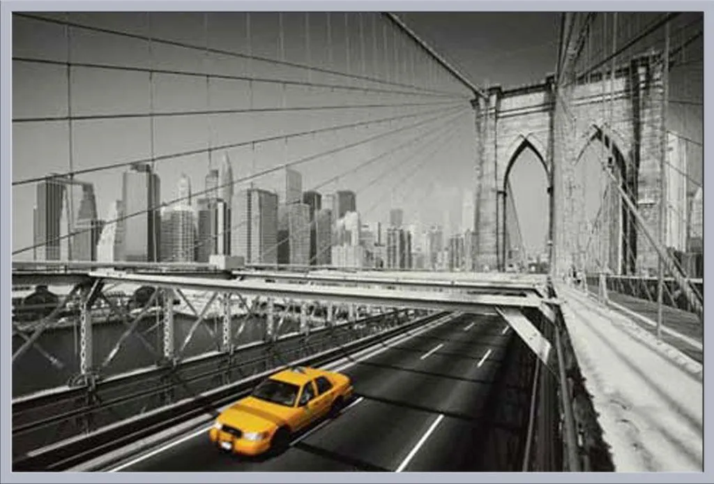 Affiche New York avec Cadre Argenté Shinsuke : Décoration Prête à Poser