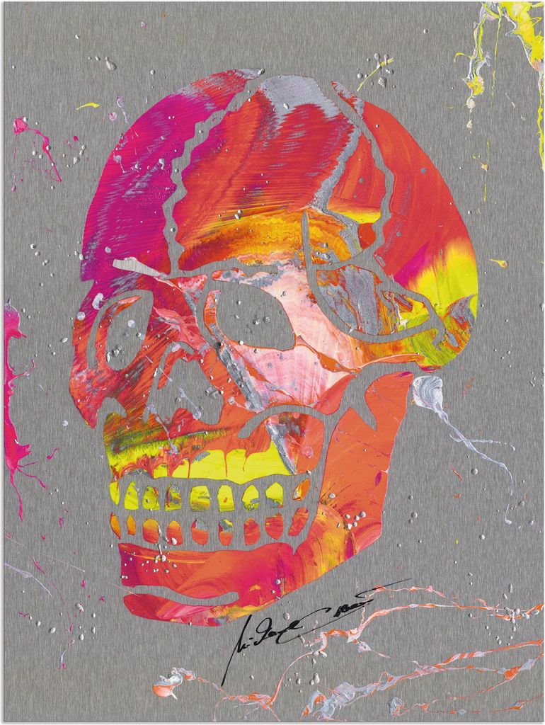 ARTland Wandbild Alu für Innen & Outdoor Totenkopf 2 Größe: 60x80 cm