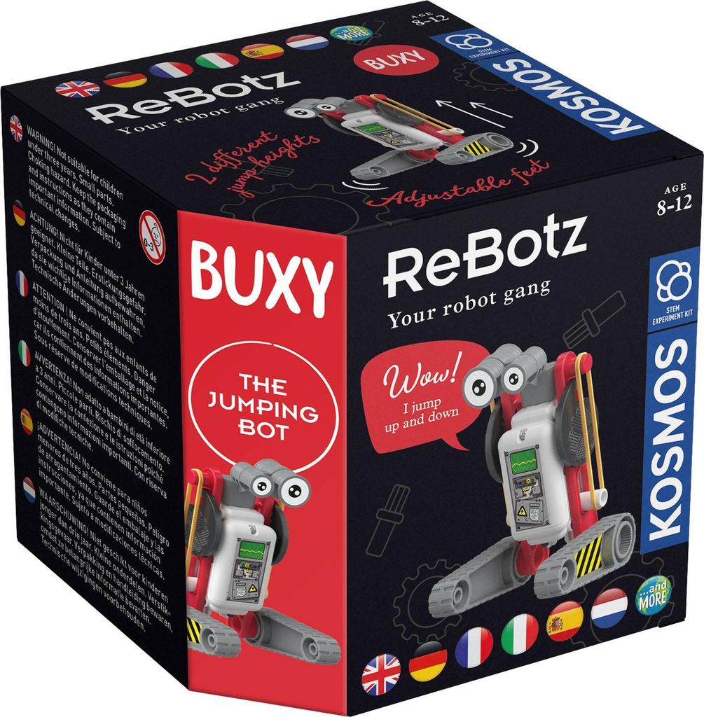 KOSMOS ReBotz - Buxy the Jumping Bot / Der Jumping-Bot, Roboter, Experimentierkasten, Kinder, Mehrsprachig, 617042