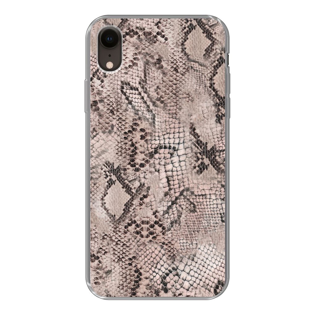 MuchoWow Handyhülle Schutzhülle Hülle für iPhone XR Tiermuster - Grau - Schwarz Silikon Softcase Handy Hülle - Schutzdeckel