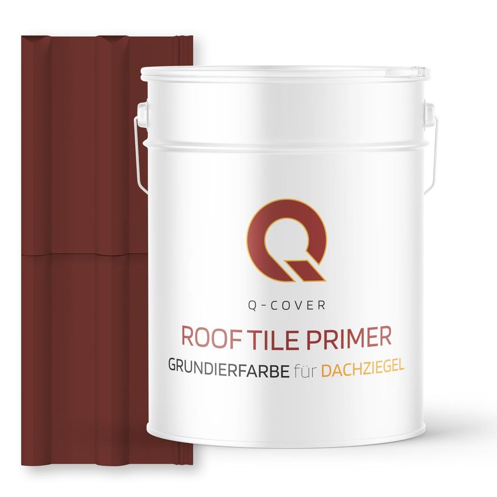 Grundierfarbe für Dachziegel Oxidrot RAL 3009 10 L | wetterfeste Dachbeschichtung | für Ziegel, Beton, Eternit | UV-beständig | Q-COVER