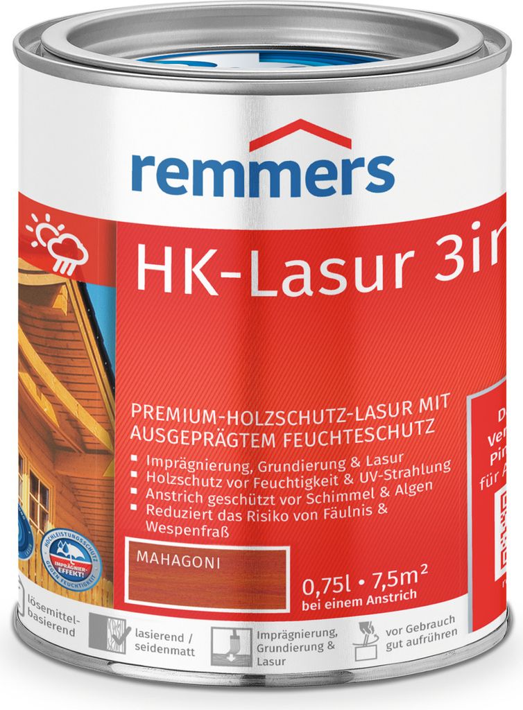 Remmers HK-Lasur 3in1 mahagoni (RC-565) 0,75 l, Holzlasur Produktbild 
