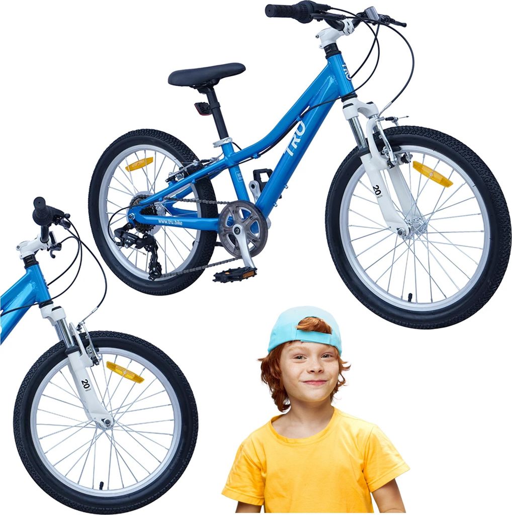 Kinderfahrrad - 20 Zoll - Blau - für 5-8 Jahre - Mountainbike Aluminium - Jugendfahrrad MTB - Sehr Leicht - für Jungen