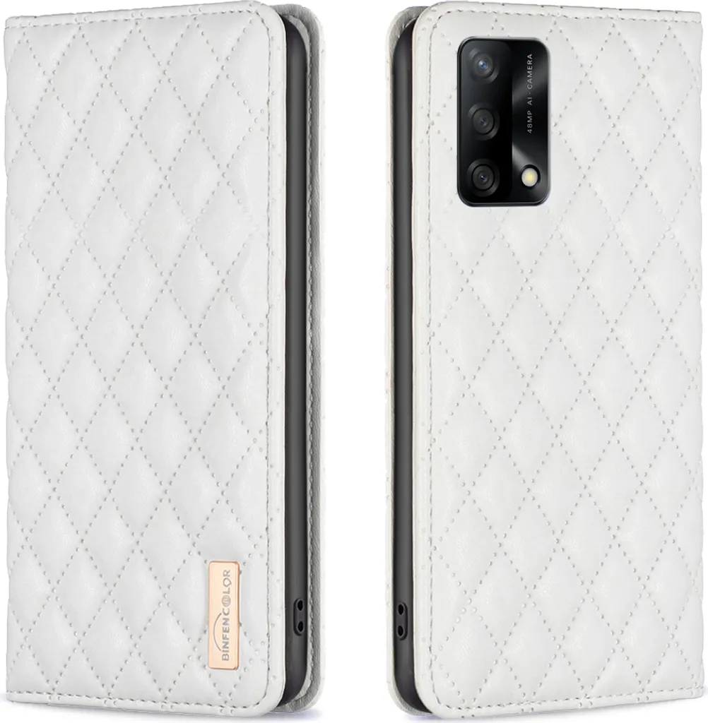 Cover a Libro OPPO A74 4G Bianca - Custodia in Pelle con Porta Carte