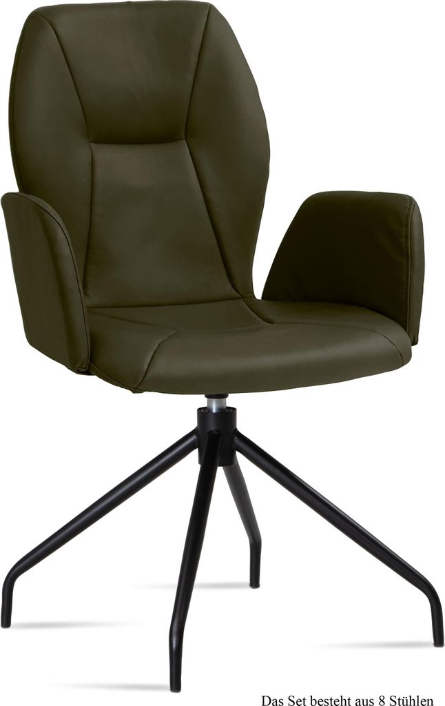 Armlehnstuhl drehbar (8er-Set) Dorett 58x92x60 Schwarz/Khaki