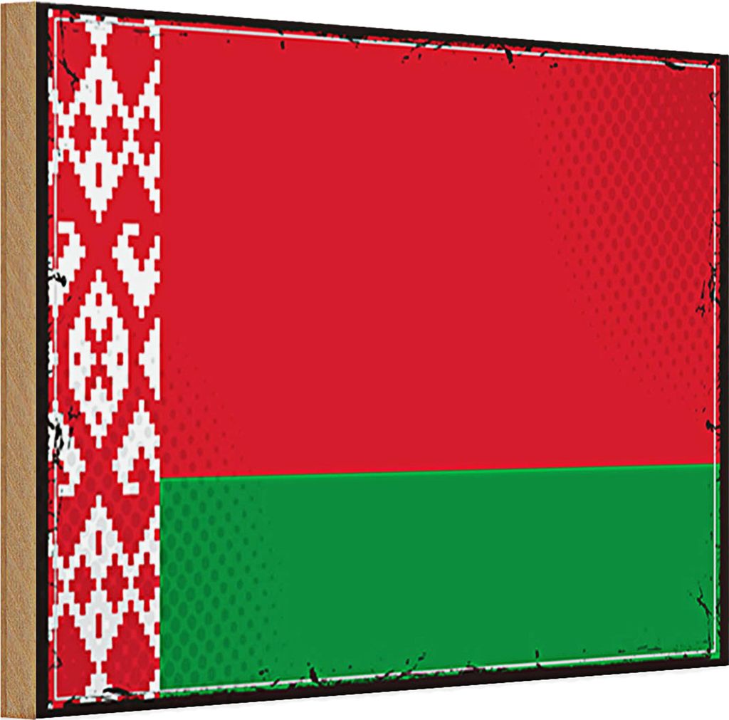 Holzschild Flagge Weißrussland 30x20cm Retro Flag Belarus