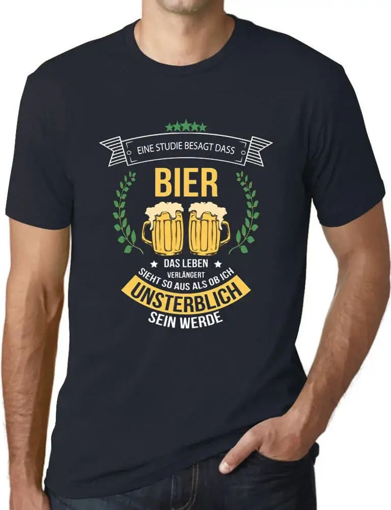 Herren Grafik T-Shirt Bier Unsterblich Sein Werde Öko-Verantwortlich Vintage Jahrgang Kurzarm Lustige Druck Geburtstag Geschenk Mann