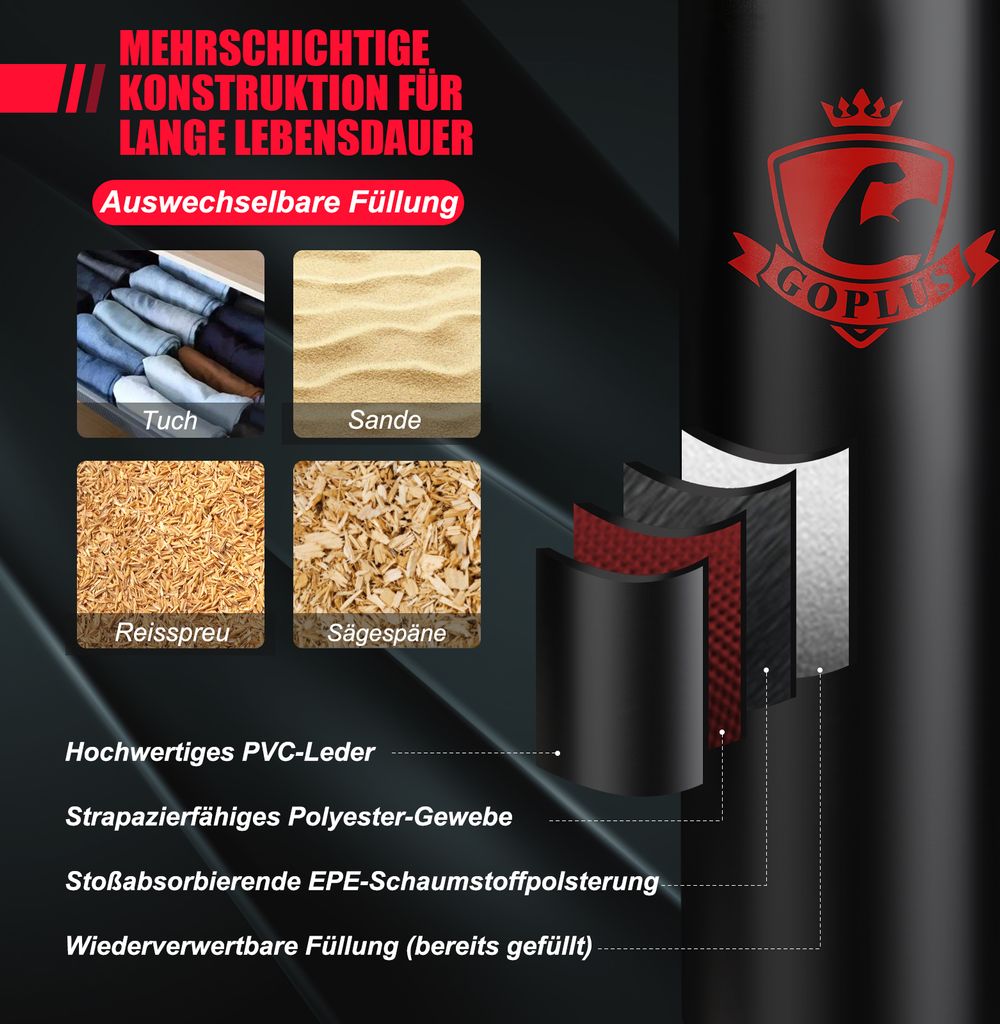 COSTWAY 28,5 kg Boxsack-Set für Erwachsene, Hängender Produktbild 5
