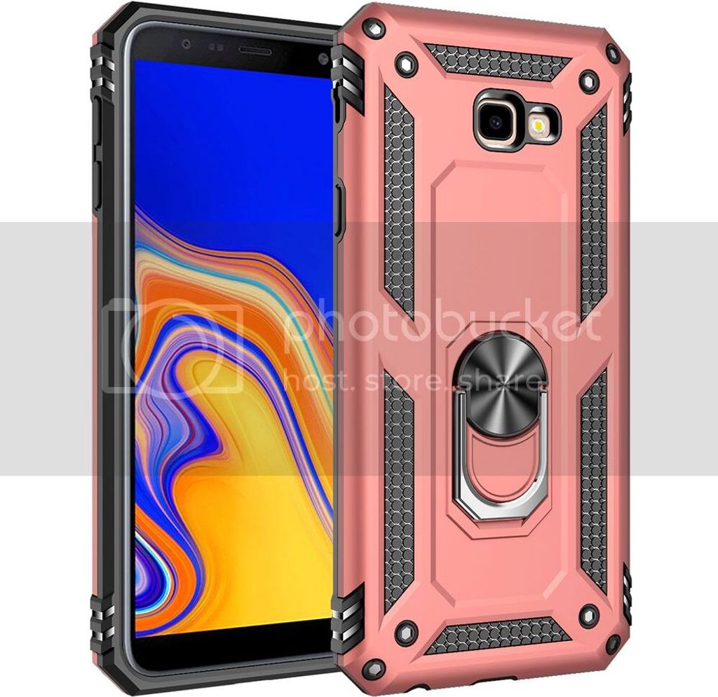 LaimTop Galaxy J4 Plus Hülle, Hybrid Robuste Rüstung Drehbarer Ring Halter Ständer Dual Layer Hard PC + TPU Stoßfest Schutzhülle für Samsung ...