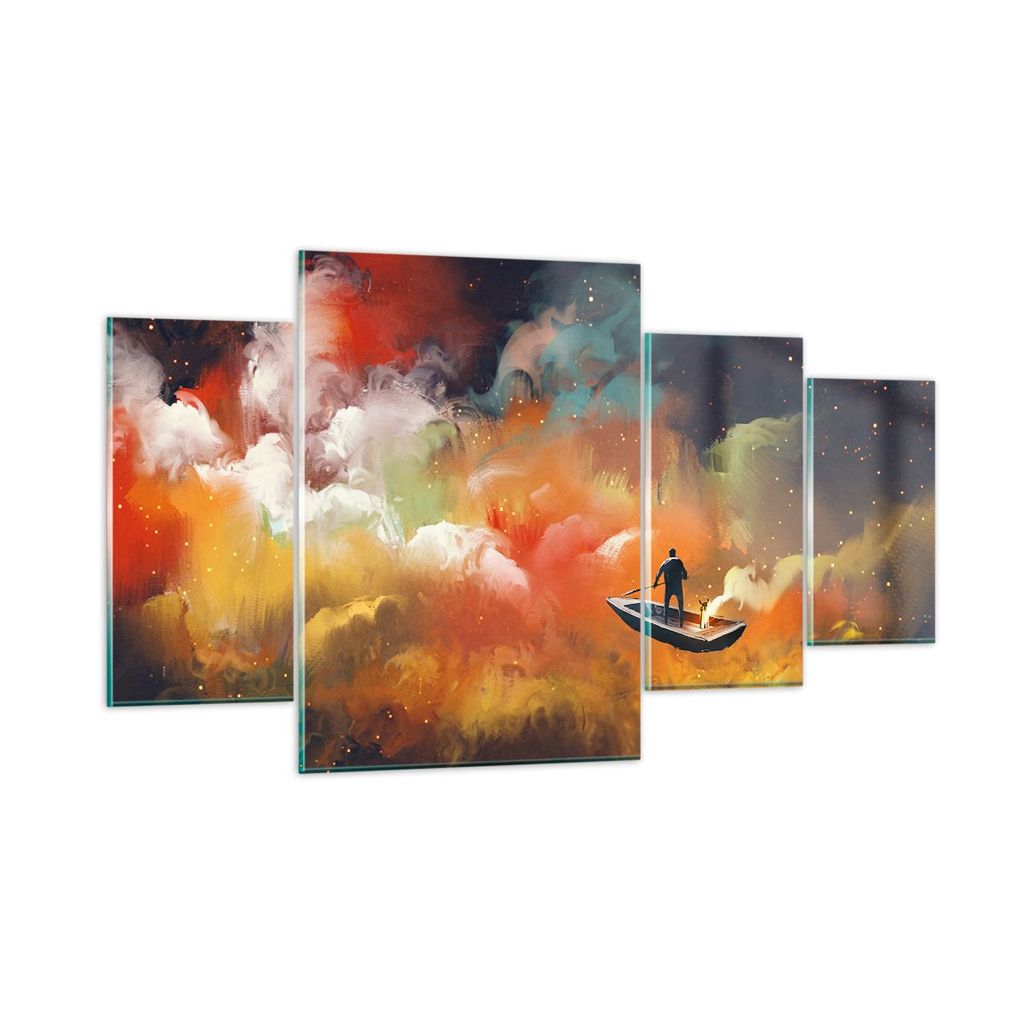 Bilder auf glas - Abstraktion Boot - 160x90cm - Glasbilder - Wandbilder - Kunstdruck - zum Aufhängen bereit - Wanddekoration aus Glas - Glas Bilde...