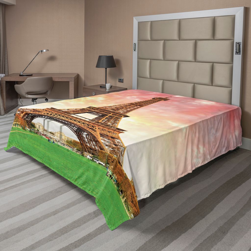 ABAKUHAUS Eiffelturm Bettlaken, Eiffelturm Bunter Himmel Natur Europäische Wolken Fotografie Künstlerisch, weiches bequemes oberes Bettlaken für...