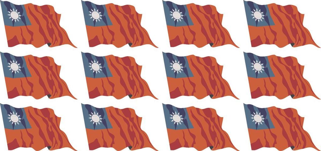 Mini Aufkleber Set - Pack wehend - 50x31mm - selbstklebender Sticker - Taiwan - Flagge / Banner / Standarte fürs Auto, Büro, zu Hause und die Sch...