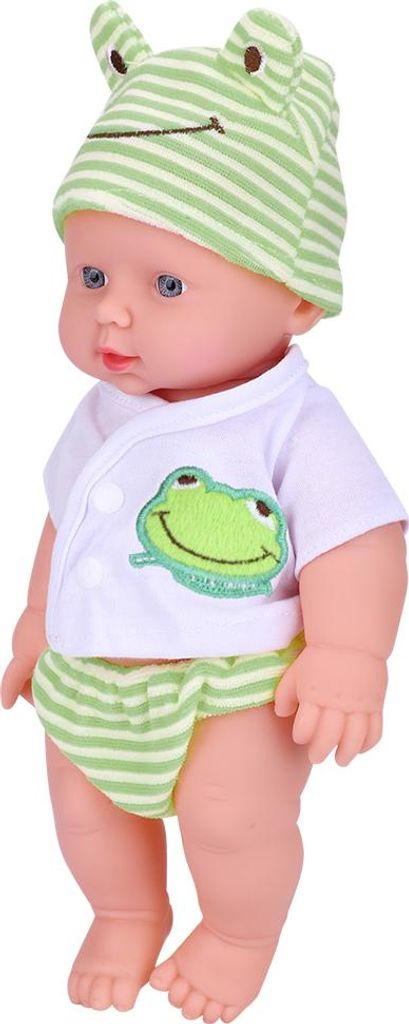 Hochsimulierende Vinyl-Babypuppe mit Kleidung, Neugeborenes Schlaf-Badespielzeug (grün)